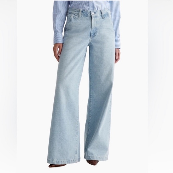 Ag Adriano Goldschmied Denim - NWT AG Stella Low Slung Palazzo Jeans Light Wash Wide Leg 32